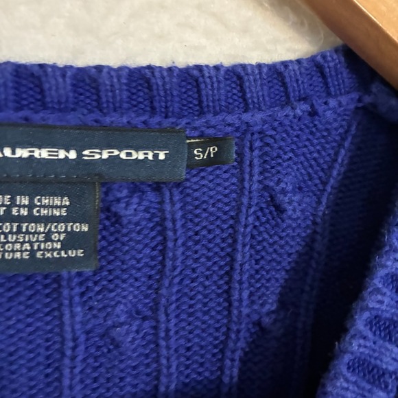 Ralph Lauren Sport Cable Knit Sweater Women Size S Logo V Neck Preppy Academia - Picture 4 of 9
